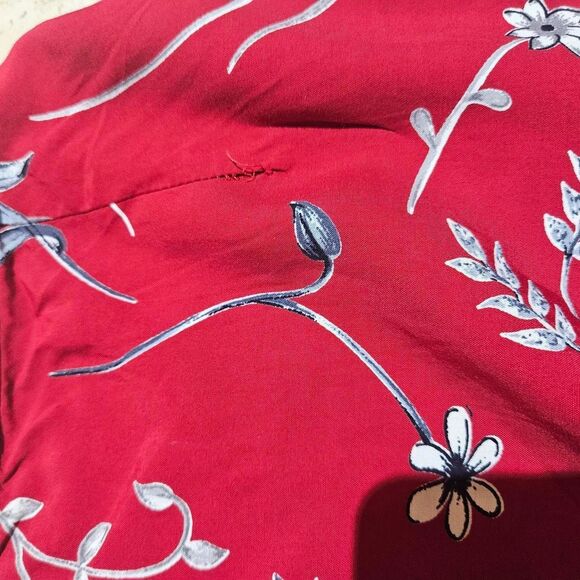 90s boho cottagecore red maxi skirt front slits - Picture 3 of 7